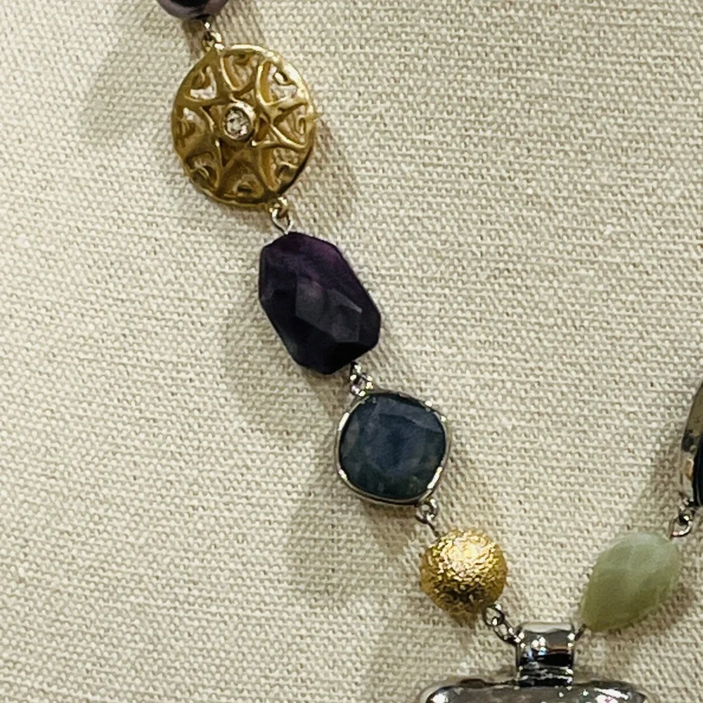 NWOT Chico's Purple and Gold Pendant Necklace